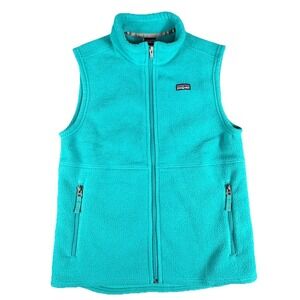 Patagonia Fleece Vest Kids L 12 Teal Full Zip Synchilla Youth Boys Girls